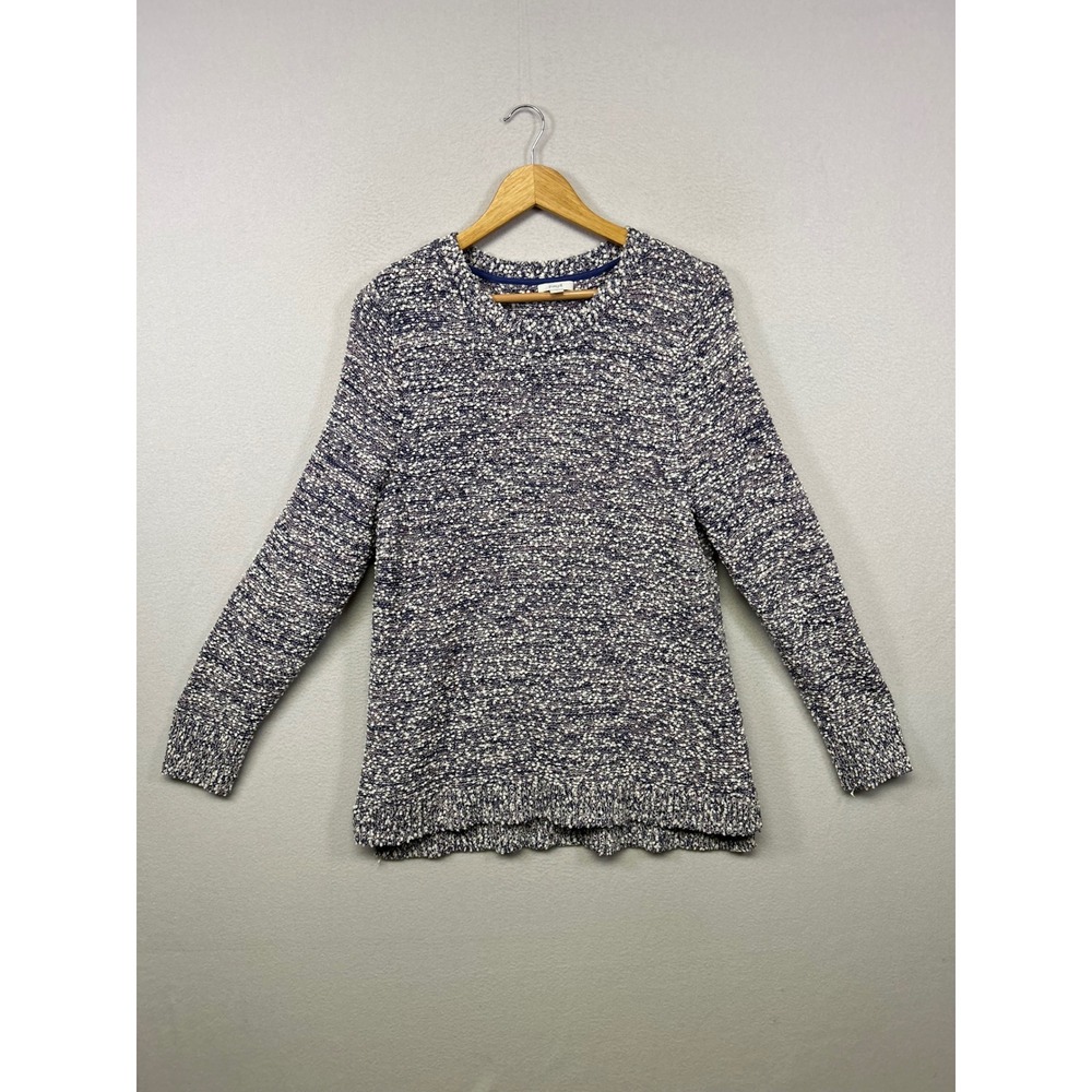 Coastal Grandma Pure Jill Womens Medium Blue Popcorn Knit Long Sleeve Sweater